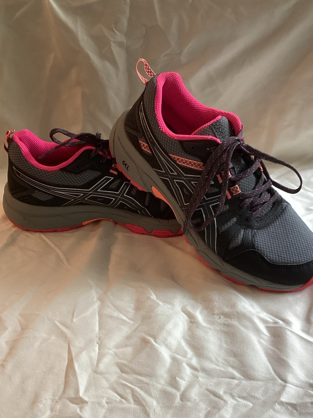Asics Women's Gray and Pink Athletic Running Sneakers